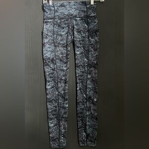 Lululemon Fast and Free Leggings - Blue and Black Pattern